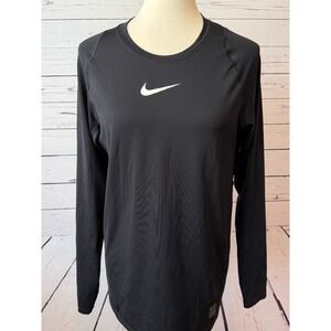 Nike pro long sleeve shirt Mens Medium Dri-Fit Black 838081 Stretch Compression